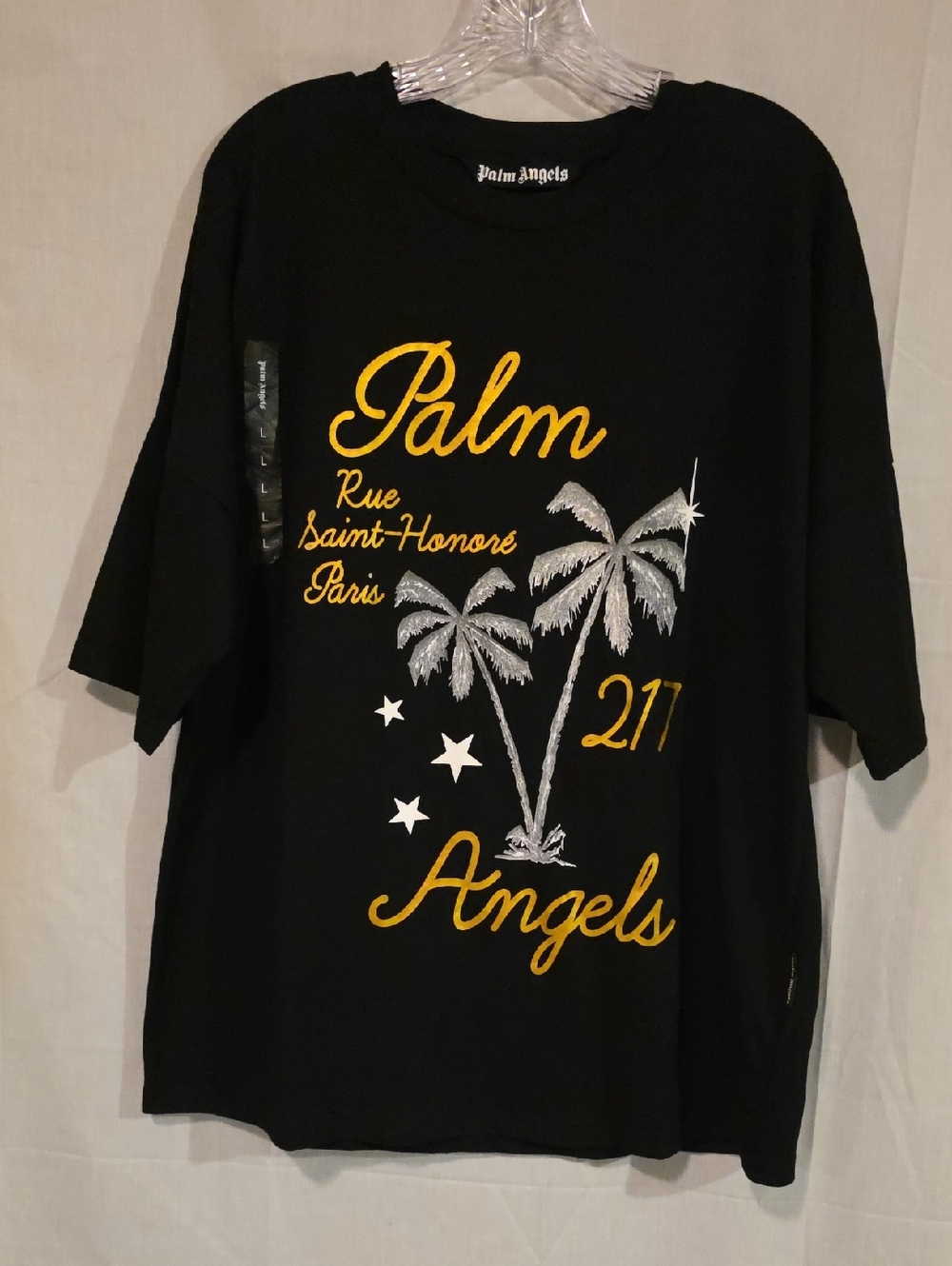 Palm Angels Black T-Shirt with Gold Script